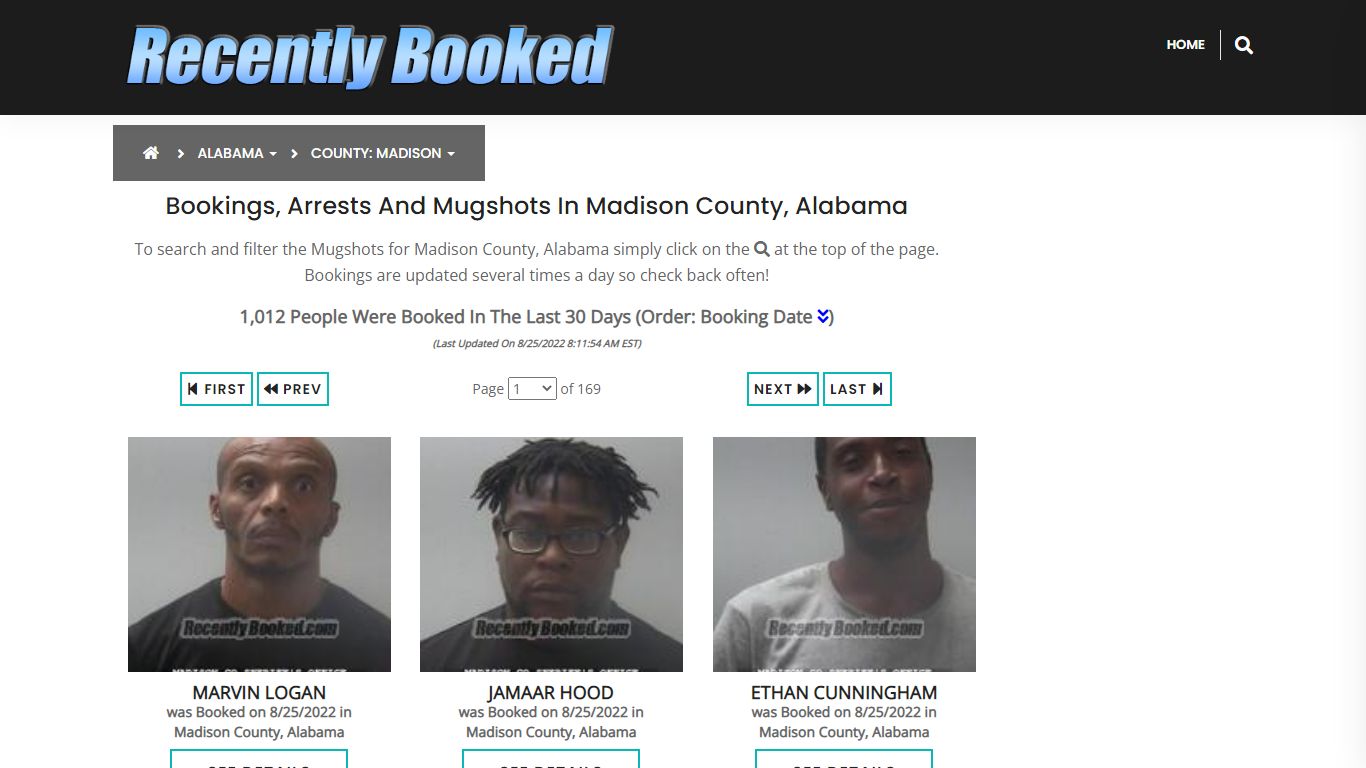 Bookings, Arrests and Mugshots in Madison County, Alabama